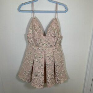 Lucy in the Sky Pleated Jacquard Dress in Rose Gold